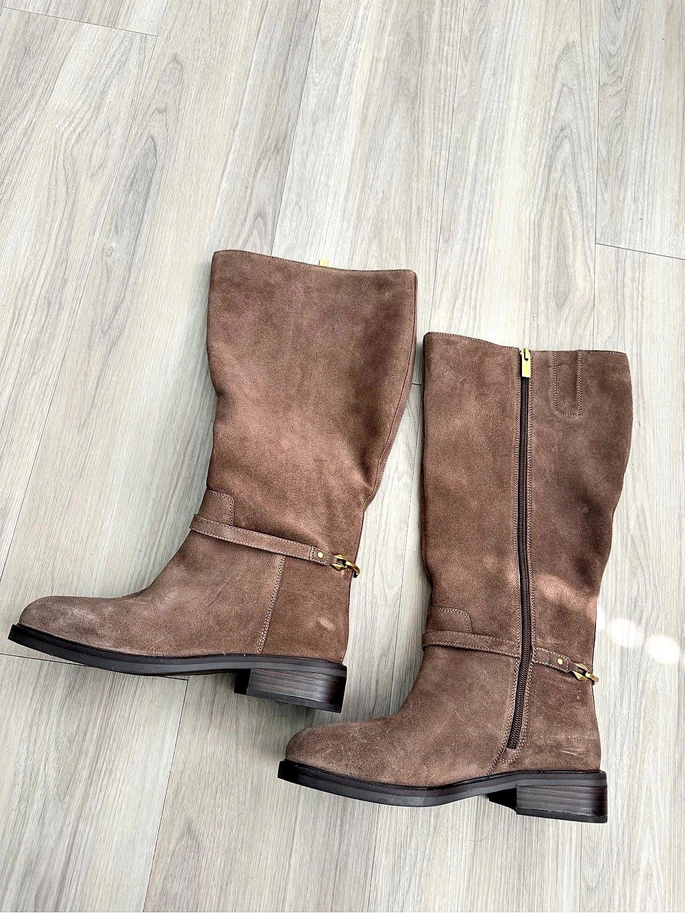 Vince Camuto Over-the-Knee Leather Boots Brown US 8.5 extra wide calf